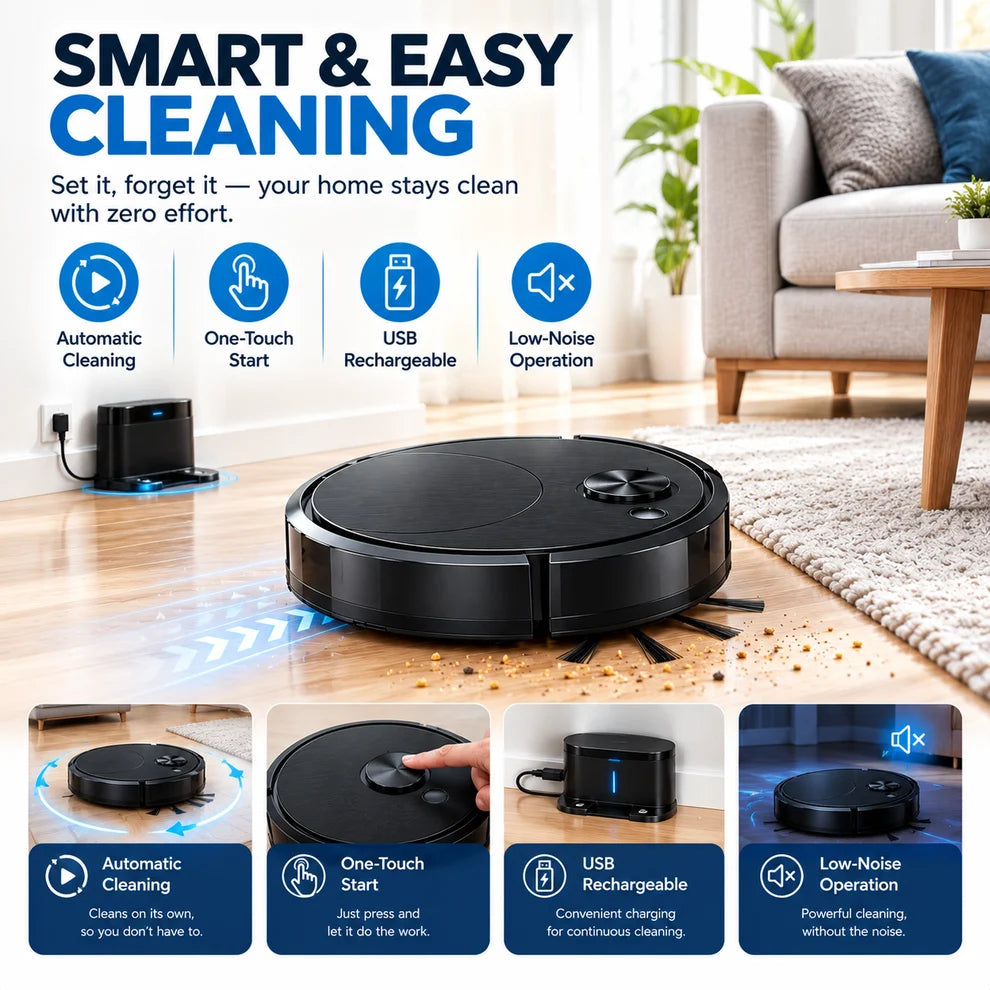 🧹✨ Smart Robot Vacuum Cleaner | Ultra-Thin Automatic Floor Cleaner 🤖 تنظيف ذكي • Smart Cleaning • بيت أنظف بأقل مجهود 🏠✨